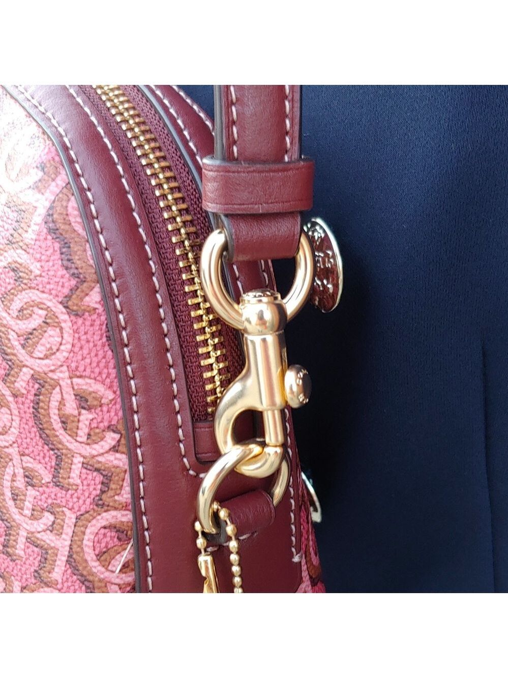 COACH NWT Madi Crossbody with Monogram Print Red and Brown Leather - Picture 9 of 12